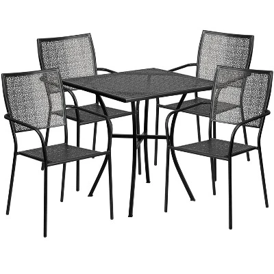 Flash Furniture Oia Commercial Grade 28" Square Indoor-Outdoor Steel Patio Table Set With 4 Square Back Chairs 8 Flash Furniture Oia Commercial Grade 28" Square Indoor-Outdoor Steel Patio Table Set With 4 Square Back Chairs - Image 6