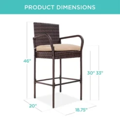 Best Choice Products Set Of 2 Wicker Bar Stools W/ Cushion, Footrests, Armrests For Patio, Pool, Deck -Sunnydaze Decor Store GUEST 7936ab0e 85e4 4f46 94ec 83b4214ab69f