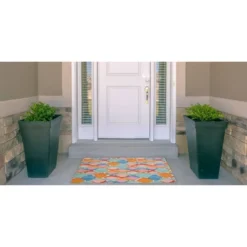 Padgett Washable Outdoor Rug Aqua Blue/Orange - Linon