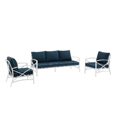 Kaplan 3pc Outdoor Sofa Set With Sofa & 2 Arm Chairs - Navy - Crosley 7 Kaplan 3pc Outdoor Sofa Set With Sofa & 2 Arm Chairs - Navy - Crosley - Image 5