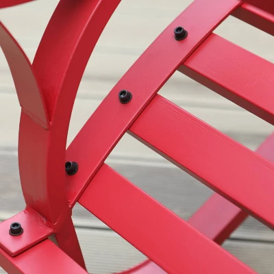 Outdoor Steel Loveseat Bench - Red - Captiva Designs 5 Outdoor Steel Loveseat Bench - Red - Captiva Designs - Image 3