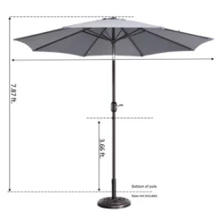 9-Foot Patio Umbrella - Easy Crank Outdoor Table Umbrella With Steel Ribs And Aluminum Pole For Deck, Porch, Backyard, Or Pool By Nature Spring (Gray) -Sunnydaze Decor Store GUEST 79b95f69 0d4c 4e05 ac97 3f75ada8f0b4