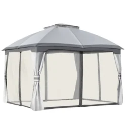 Outsunny 10' X 12' Outdoor Gazebo, Patio Gazebo Canopy Shelter W/ Double Vented Roof, Zippered Mesh Sidewalls, Solid Steel Frame -Sunnydaze Decor Store GUEST 79fcde3b b20b 4b9e 9ec9 362166406b7c