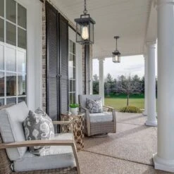 Square Glass/Metal Outdoor Pendant Lamp Black - LNC -Sunnydaze Decor Store GUEST 7a308c8f dfd6 4b75 9ede 87812d95d284