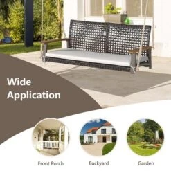 Tangkula 2-Seat Rattan Porch Swing Chair Outdoor Wicker Swing Bench W/ Seat Cushion -Sunnydaze Decor Store GUEST 7a56da20 cd39 4879 b561 03659b0d24f3