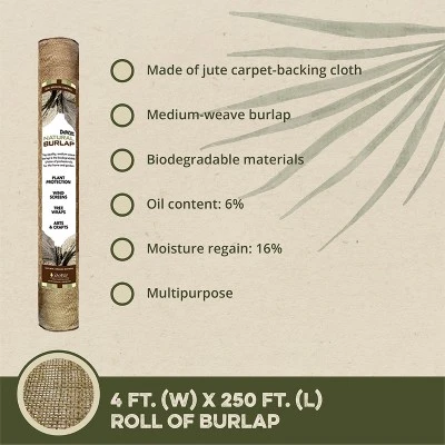 DeWitt 4 X 250 Foot 5.5 Ounce Natural Gardening Landscape Burlap Fabric Roll 5 DeWitt 4 X 250 Foot 5.5 Ounce Natural Gardening Landscape Burlap Fabric Roll - Image 3
