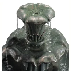 Teamson Home Outdoor Lily Flower Stone 3-Tier Waterfall Fountain, Gray -Sunnydaze Decor Store GUEST 7ac86664 2f53 483f 819f 20a42ccd8210