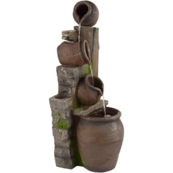 John Timberland Four Pot Rustic Cascading Outdoor Floor Water Fountain With LED Light 39 1/4" For Yard Garden Patio Deck Porch House Exterior 16 John Timberland Four Pot Rustic Cascading Outdoor Floor Water Fountain With LED Light 39 1/4" For Yard Garden Patio Deck Porch House Exterior -Sunnydaze Decor Store GUEST 7af92552 e6db 446f 9b99 920bf86b764d