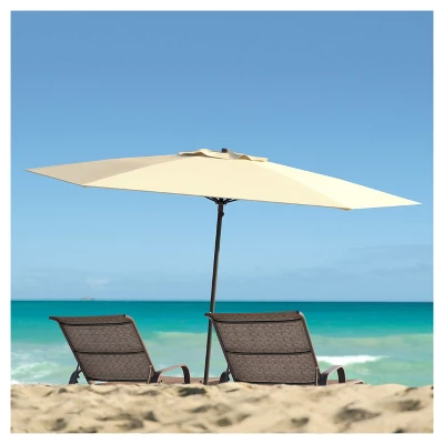 7.5' X 7.5' UV And Wind Resistant Beach/Patio Umbrella Warm White - CorLiving 3 7.5' X 7.5' UV And Wind Resistant Beach/Patio Umbrella Warm White - CorLiving