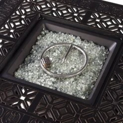 5pc Set With 42" Square Outdoor Aluminum Fire Table & Four Swivel Rocking Chairs & Wind Blocker Lid - Oakland Living -Sunnydaze Decor Store GUEST 7b5f82ad 7461 4bb6 9002 d13f4aae47ee