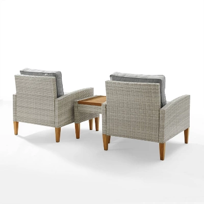 Capella 3pc Outdoor Wicker Chair Set - Gray - Crosley 5 Capella 3pc Outdoor Wicker Chair Set - Gray - Crosley - Image 3