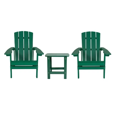 Emma And Oliver Three Piece Hammond Adirondack Style Conversation Set With Two Chairs And Matching Side Table For Indoor And Outdoor Use 15 Emma And Oliver Three Piece Hammond Adirondack Style Conversation Set With Two Chairs And Matching Side Table For Indoor And Outdoor Use - Image 13