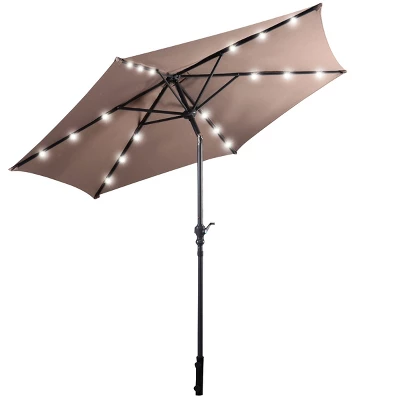 Tangkula 9' Outdoor Patio Umbrella Offset W/LED Light No Base Beige/Burgundy/Tan 9 Tangkula 9' Outdoor Patio Umbrella Offset W/LED Light No Base Beige/Burgundy/Tan - Image 7