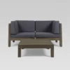 Oana 3pc Acacia Modular Loveseat And Table Set - Gray/Dark Gray - Christopher Knight Home -Sunnydaze Decor Store GUEST 7cbda4c1 ca36 43a8 be0a 6ecf8916ded3