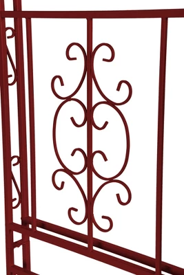 Evergreen Montebello Iron Garden Arbor, Americana Red- 53 X 84 X 23 Inches Fade And Weather Resistant Outdoor Decor 5 Evergreen Montebello Iron Garden Arbor, Americana Red- 53 X 84 X 23 Inches Fade And Weather Resistant Outdoor Decor - Image 3