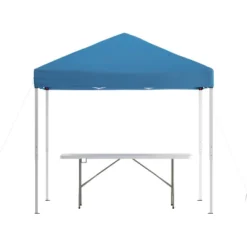 Flash Furniture 8'x8' Pop Up Event Canopy Tent With Carry Bag And 6-Foot Bi-Fold Folding Table With Carrying Handle - Tailgate Tent Set -Sunnydaze Decor Store GUEST 7db3b6d0 8405 4f47 bd19 0582b8404783