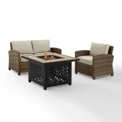 Crosley 3pc Bradenton Steel Outdoor Patio Fire Pit Furniture Set Tan/Brown -Sunnydaze Decor Store GUEST 7e103efb 5d47 4307 aee7 033719074ab0