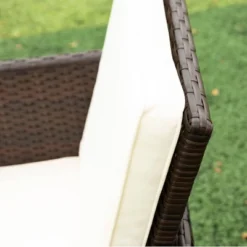 9pc Wicker Outdoor Dining Set With Cushion - Dark Brown/Beige - GODEER -Sunnydaze Decor Store GUEST 7e2d1e7b 7259 4c7e bb9f 83c4bf79c5c3