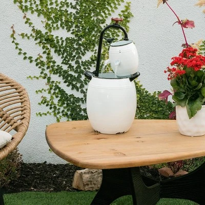 19" Barrels And Facet Tabletop Fountain White - Alpine Corporation 3 19" Barrels And Facet Tabletop Fountain White - Alpine Corporation