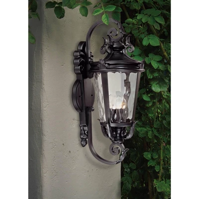 John Timberland Casa Marseille Vintage Rustic Outdoor Wall Light Fixture Textured Black Scroll 31" Clear Hammered Glass For Post Exterior Barn Deck 8 John Timberland Casa Marseille Vintage Rustic Outdoor Wall Light Fixture Textured Black Scroll 31" Clear Hammered Glass For Post Exterior Barn Deck - Image 6