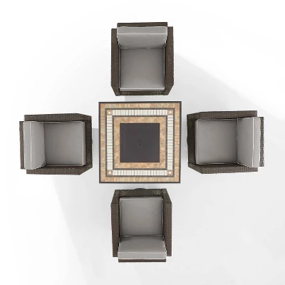 Palm Harbor 5pc Outdoor Wicker Conversation Set With Fire Table - Gray - Crosley 10 Palm Harbor 5pc Outdoor Wicker Conversation Set With Fire Table - Gray - Crosley - Image 8