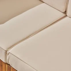 Oana 5pc Acacia Wood V-Shaped Sectional Sofa Set Teak/Beige - Christopher Knight Home -Sunnydaze Decor Store GUEST 7f194420 d9ff 46ab a001 6dbfc83a09d6