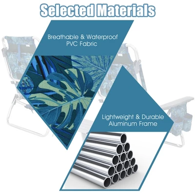 Costway 4PCS Folding Backpack Beach Chair Reclining Camping Chair W/ Storage Bag 9 Costway 4PCS Folding Backpack Beach Chair Reclining Camping Chair W/ Storage Bag - Image 7