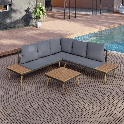 Stellar 4pc Outdoor Aluminum Sectional Set With Tables & Cushions - DUKAP 14 Stellar 4pc Outdoor Aluminum Sectional Set With Tables & Cushions - DUKAP - Image 12