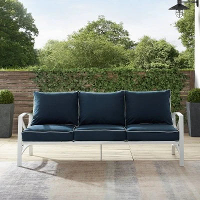 Kaplan Outdoor Metal Sofa White With Navy Cushions - Crosley 9 Kaplan Outdoor Metal Sofa White With Navy Cushions - Crosley - Image 7