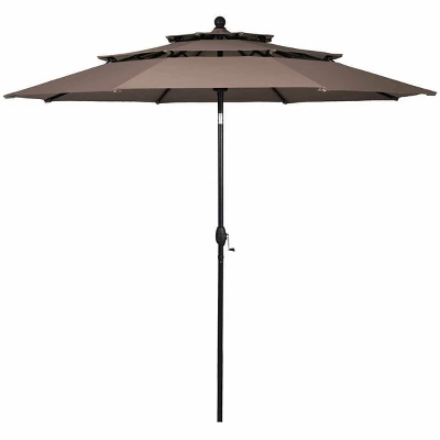 10' X 10' Double Vented 3-Tier Patio Market Table Umbrella - Wellfor 17 10' X 10' Double Vented 3-Tier Patio Market Table Umbrella - Wellfor - Image 15