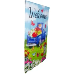 Northlight Welcome Blue Pickup Truck With Flowers Outdoor House Flag 28" X 40" 7 Northlight Welcome Blue Pickup Truck With Flowers Outdoor House Flag 28" X 40" -Sunnydaze Decor Store GUEST 813b40ff 82f3 4e9e 893f d47a45a1c2e4