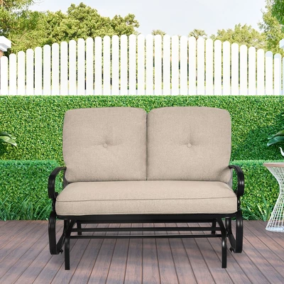 Costway 2-Person Outdoor Swing Glider Chair Bench Loveseat Cushioned Sofa 4 Costway 2-Person Outdoor Swing Glider Chair Bench Loveseat Cushioned Sofa - Image 2