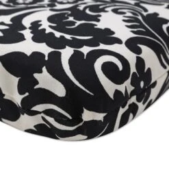 2-Piece Outdoor Seat Pad/Dining/Bistro Cushion Set - Black/White Floral - Pillow Perfect