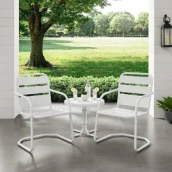 Brighton 3pc Metal Conversation Seating Set - White - Crosley -Sunnydaze Decor Store GUEST 8275ec1a 71c7 48c6 af61 67145a6cdcec