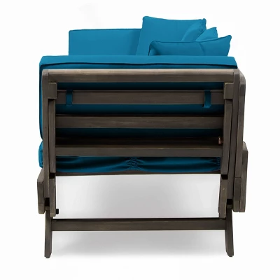 Ottavio Outdoor Acacia Wood Expandable Daybed With Cushions - Dark Teal/Gray - Christopher Knight Home 6 Ottavio Outdoor Acacia Wood Expandable Daybed With Cushions - Dark Teal/Gray - Christopher Knight Home - Image 4