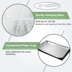 Costway 36''x20''x63'' Mylar Hydroponic Grow Tent W/Observation Window & Floor Tray GrayBlack -Sunnydaze Decor Store GUEST 82990633 8841 4388 aeb2 52ede124a41d