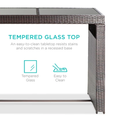 Best Choice Products 7-Piece Outdoor Rattan Wicker Bar Dining Patio Furniture Set W/ Glass Table Top, 6 Stools 5 Best Choice Products 7-Piece Outdoor Rattan Wicker Bar Dining Patio Furniture Set W/ Glass Table Top, 6 Stools - Image 3