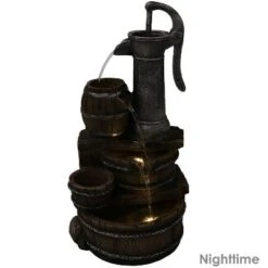 Sunnydaze Decor Sunnydaze 23"H Electric Polyresin Cozy Farmhouse Pump And Tiered Barrels Outdoor Water Fountain With LED Lights -Sunnydaze Decor Store GUEST 82cfa01f 7b83 49ac 97b3 7679afd2b079