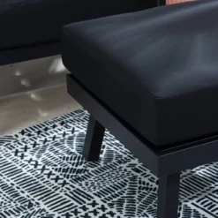 Linon Lark Aluminum Ottoman -Sunnydaze Decor Store GUEST 82e54916 efb6 4e59 8796 2add794c7ddd