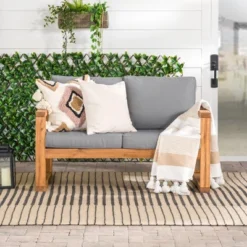 Galia Square Leg Acacia Wood Patio Loveseat With Cushions - Brown - Saracina Home 21 Galia Square Leg Acacia Wood Patio Loveseat With Cushions - Brown - Saracina Home -Sunnydaze Decor Store GUEST 83499b4c 7af6 4677 b9b7 2250ee9b30a1