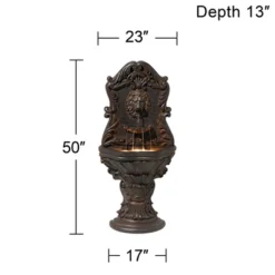 John Timberland Imperial Lion Acanthus Rustic Outdoor Floor Wall Water Fountain With LED Light 50" For Yard Garden Patio Home Deck Porch House Balcony -Sunnydaze Decor Store GUEST 83892b73 7153 46a7 aafa eccc9dba0c16