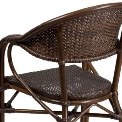 Merrick Lane Wicker Rattan Patio Chair With Curved Back And Aluminum Bamboo Frame -Sunnydaze Decor Store GUEST 848ad2fd ac2c 48dd b262 13c786045389