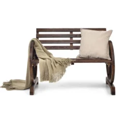 Costway Outdoor Wooden Wagon Wheel Garden Bench 2-Person Slatted Seat Armrests Rustic 19 Costway Outdoor Wooden Wagon Wheel Garden Bench 2-Person Slatted Seat Armrests Rustic -Sunnydaze Decor Store GUEST 85bdacd8 4f4a 4b81 b13f 412c40db2119