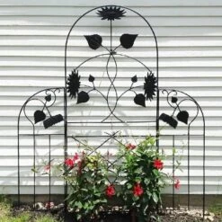 Achla Designs 90" Sunflower Decorative Iron Garden Trellis Black Powder Coat Finish 12 Achla Designs 90" Sunflower Decorative Iron Garden Trellis Black Powder Coat Finish -Sunnydaze Decor Store GUEST 85cda4de 8893 48fd a96d 5d59e4bfb8ff