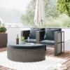 2pc Outdoor Wicker Conversation Sectional Set With Cushions & Half-Moon Side Table For Umbrella - Gray - GODEER -Sunnydaze Decor Store GUEST 85cf107f 164d 4c5e bb21 917c6657e9b7