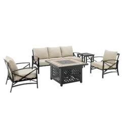 Kaplan 5pc Sofa Set With Fire Table - Oatmeal - Crosley -Sunnydaze Decor Store GUEST 8615f7f1 5a0e 4020 8db6 590df34b9c32