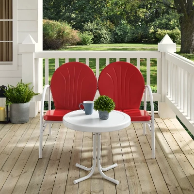 Griffith 3pc Outdoor Conversation Set - Red - Crosley 6 Griffith 3pc Outdoor Conversation Set - Red - Crosley - Image 4