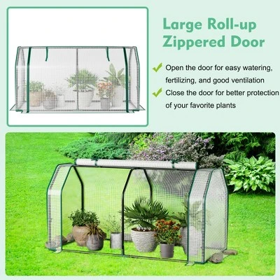 Costway 47.5''x 21.5''x 24''Portable Mini Greenhouse With 2 Zipper Doors & Ground Stakes 11 Costway 47.5''x 21.5''x 24''Portable Mini Greenhouse With 2 Zipper Doors & Ground Stakes - Image 9