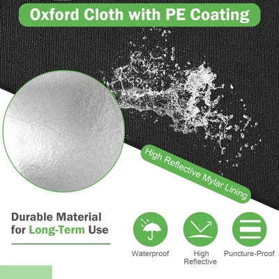 Costway 48''x24''x60'' Mylar Hydroponic Grow Tent W/Observation Window & Floor Tray GrayBlack 6 Costway 48''x24''x60'' Mylar Hydroponic Grow Tent W/Observation Window & Floor Tray GrayBlack - Image 4