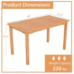 Costway Patio Rectangle Dining Table Teak Wood Spacious Slatted Tabletop Outdoor Up To 6 -Sunnydaze Decor Store GUEST 86c0b94f aaa8 4ef3 aeae 7fc04cbb01eb